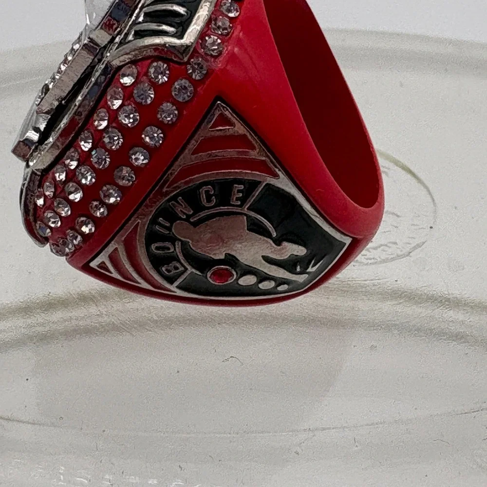 10 Bownet Award Basketball Finalist Champions Ring Red Silver Rhinestone Size 11
